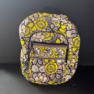 Vera Bradley Black, Yellow & Cream Floral Quilted Backpack